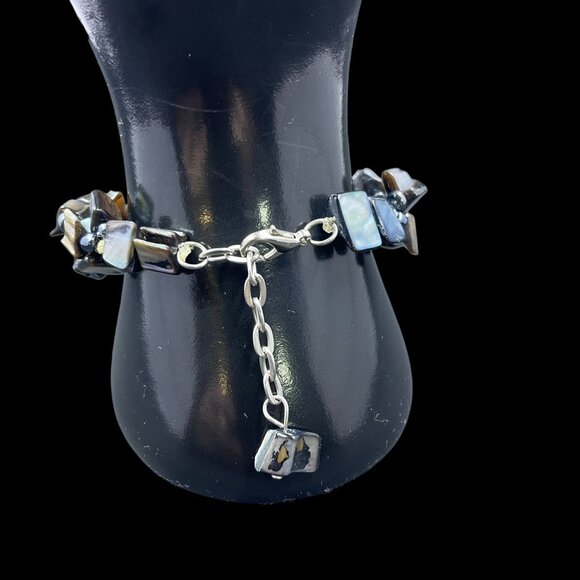 Natural Shell Beaded Bracelet Boho Coastal Iridescent Mother Of Pearl Jewelry - Picture 4 of 9